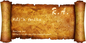 Rák Anita névjegykártya