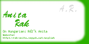 anita rak business card